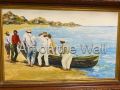 w   Beachside Men Talking   Janet Skelton  Oil   400.00